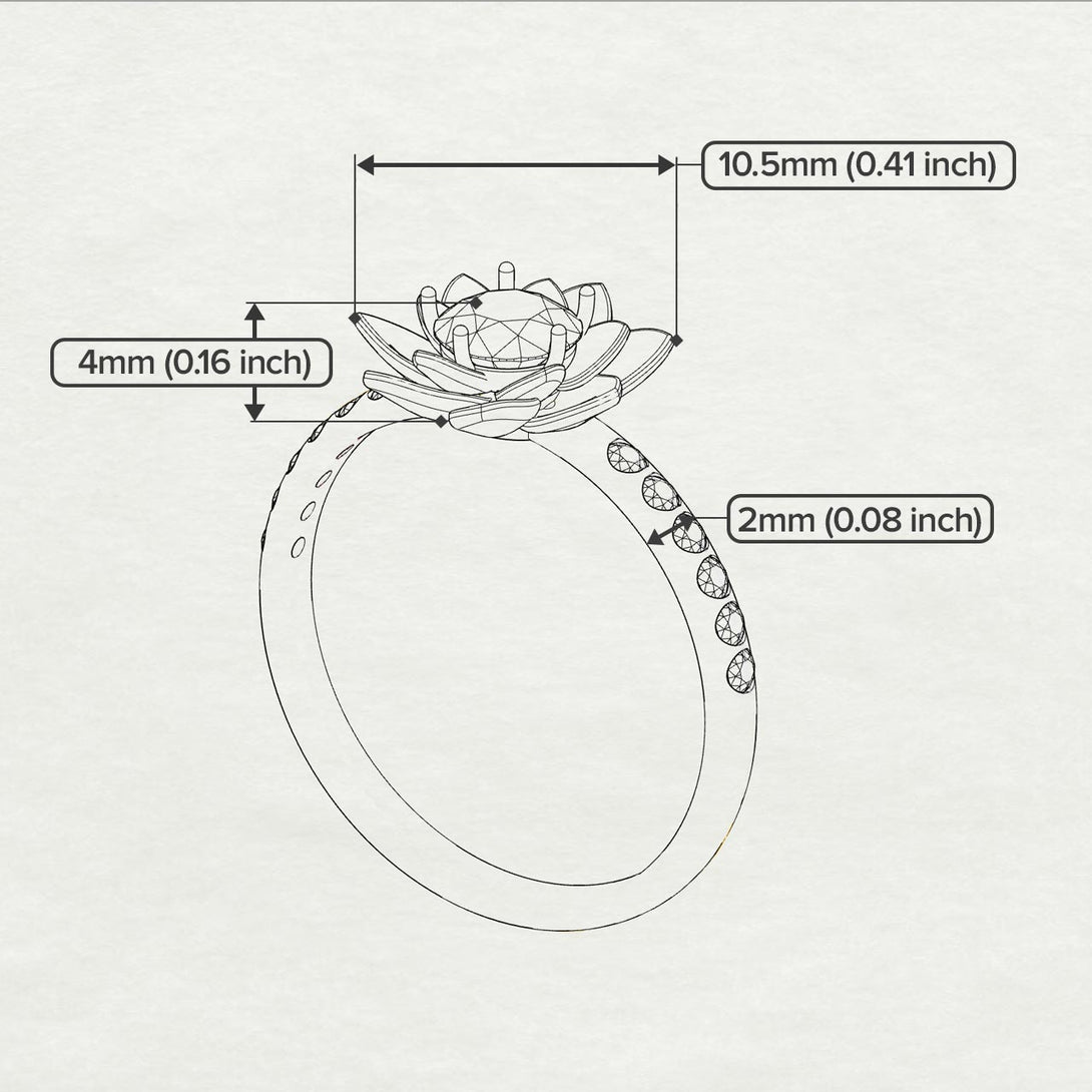 Lotus Flower Pink Moissanite ring - Lotus no. 801